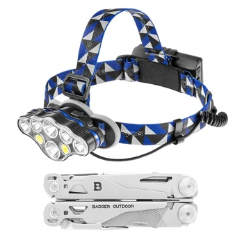 Badger Outdoor Solid Multitool Daugiafunkcinis įrankis + XRG Multi H-X8 Priekinis žibintas
