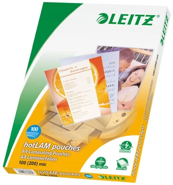 Laminavimo vokeliai Leitz A4, 100 mic, skaidrūs, (100 vnt.)