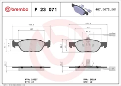 Stabdžių trinkelių rinkinys, diskinis stabdys BREMBO P 23 071 kaina