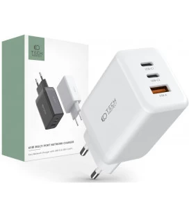 Baltas pakrovėjas PD65W/QC3.0 "Tech-Protect C65W 3-Port Network Charger"