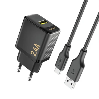 Dudao A23TEU Adapteris 12Watt 1xUSB-A (1m USB-A to USB-C cable included) Sort