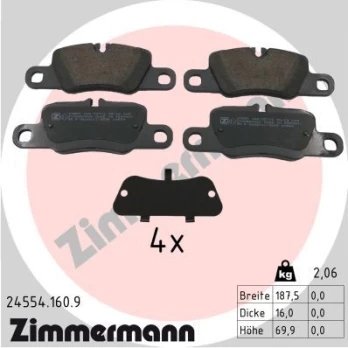 Stabdžių trinkelių rinkinys, diskinis stabdys ZIMMERMANN 24554.160.9