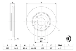 BOSCH 0986479W62 Stabdžių diskas