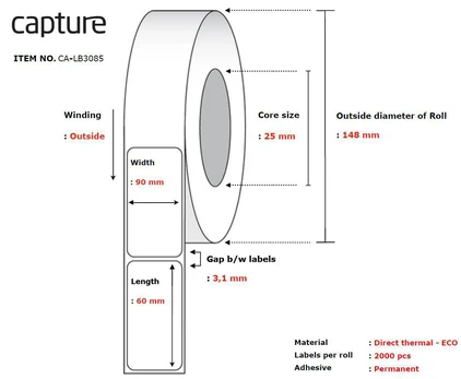 Capture Label 90x60, Core 25,