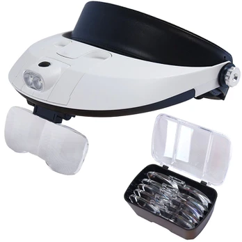 Didinamasis stiklas - akiniai su 2x LED objektyvais
