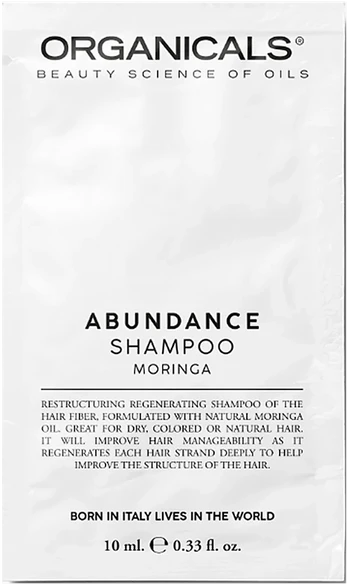 Organicals ABUNDANCE Restructuring Šampūnas Moringa, 10 ml