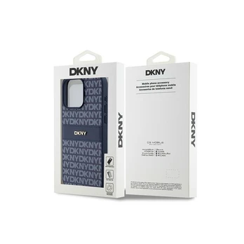 Dėklas DKNY PU Leather Repeat Pattern Tonal Stripe Case for iPhone 15 Pro Max Mėlyna