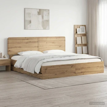 Lova Bed Frame with Storage and Headboard Artisan Oak 180 x 200 cm