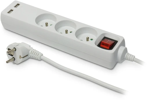 Plastrol Przedłużacz stały su trzykrotnym gniazdem wtyczkowym i usb