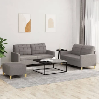 Sofa Sofos komplektas su pagalvėlėmis, 3 dalių, taupe, audinys