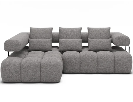 Kampinė sofa Levvi, pilka, 184 x 260 cm x 102 cm