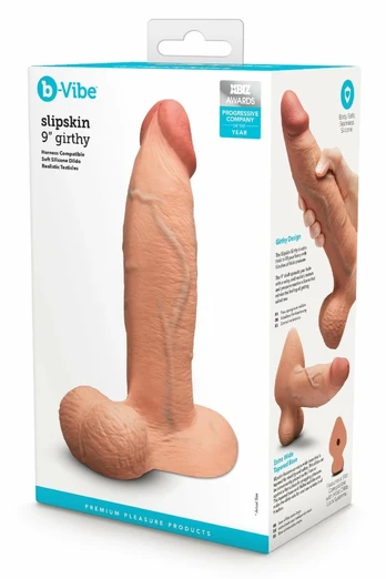 b-Vibe Slipskin 9 Inch Girthy Silicone Intimate Model, Black, Large