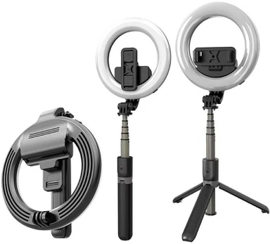 Žiedinė lempa su telefono laikikliu Mocco 4in1 Universal, 190 cm