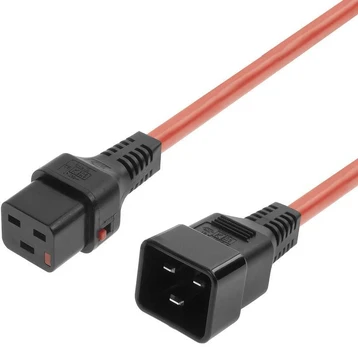 MicroConnect Powercord C19 IEC Lock - C20 Raudona 3m, PC1403