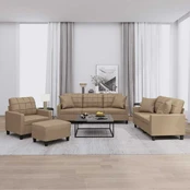Sofa Sofos komplektas su pagalvėmis, 4 dalių, kapučino, dirbtinė oda kaina
