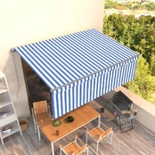 Rankiniu būdu ištraukiama markizė, mėlyna ir balta, 4,5x3m kaina