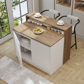 Virtuvinis stalas 2800, baltas/rudas