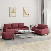 Sofa Sofos komplektas su pagalvėlėmis, 3 dalių, vyno, audinys kaina
