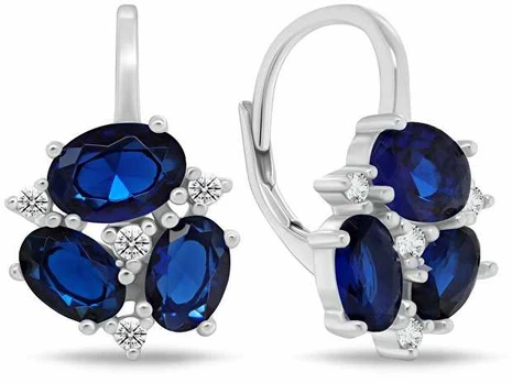 Brilio Silver Beautiful sidabrinis earrings with dark mėlynas zircons EA1182WB