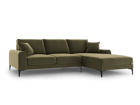 Minkštas kampas Mazzini Sofas Madara, veliūras, žalias/juodas