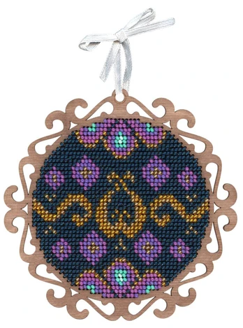 Beaded embroidery on wooden base "Evening Symphony" SO-088