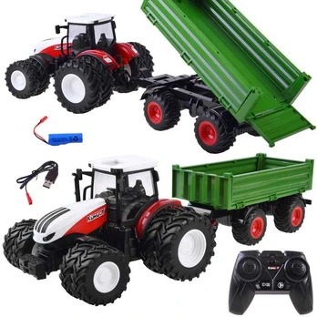 Remote control tractor + žalias trailer RC0602