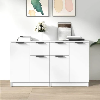 Šoninės spintelės, 2vnt., baltos, 60x30x70cm, apdirbta mediena