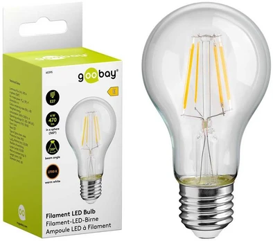 LED FILAMENT lemputė 4W E27 2700K lemputė Goobay E