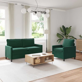 Sofa Sofos komplektas 2 pcs Tamsiai žalia Aksomas