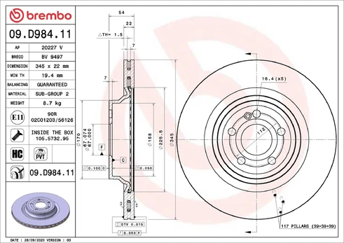 BREMBO 09.D984.11 Brake Discs