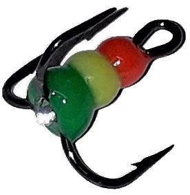 Kabliukas Nara Plus Three-Pronged Hook Nr.8, juoda/raudona/geltona
