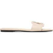 Šlepetės Calvin Klein Square Flat Sandal Emblem HW0HW03128 Écru