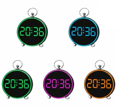 Apvalus mini LED laikrodis su žadintuvu