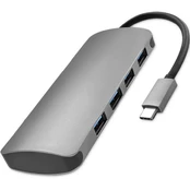 Qoltec Hub Adapteris USB-C 3.1 5w1 | 4x USB 3.0 | DC kaina