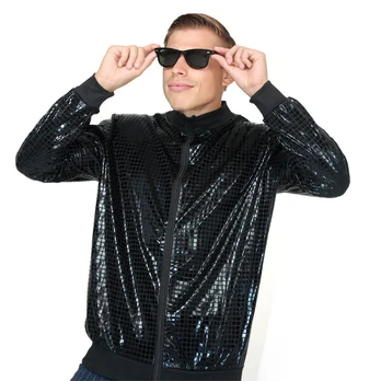 Disco stiliaus juoda "Bomber" striukė