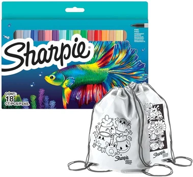 Sharpie Fine 18 spalvų rinkinys su dažų maišeliu