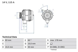 BOSCH 0 986 041 320 Kintamosios srovės generatorius