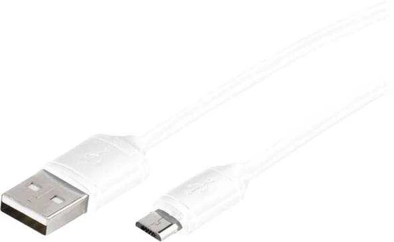 Vivanco VVITUSBMICUSBA10W, 1 m, USB A, Micro-USB B, USB 2.0, balta