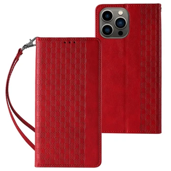 Dėklas Magnet Strap Case for iPhone 14 Pro Max Raudonas