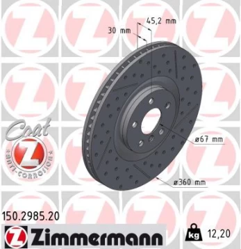 Stabdžių diskas ZIMMERMANN 150.2985.20