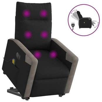Atsistojantis elektrinis masažinis krėslas, juodas, audinys