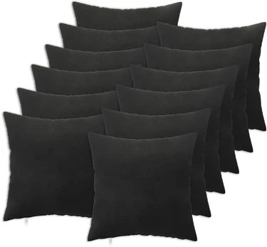 Pagalvėlės užvalkalas 12 pcs HEERLEN Juoda 40 x 40 cm Aksomas