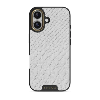 Glacial Desert - White Snakeskin iPhone 17 Case, Elite Dark (MagSafe) / Gold