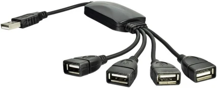 AKYGA USB 2.0 šakotuvas AK-AD-13 4 prievadai, juodas, 15 cm