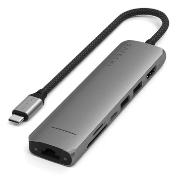 Satechi 7-in-1 USB-C Slim Multiport Adapteris with Ethernet - Kosminė pilka