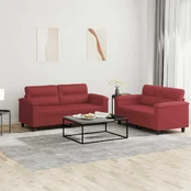 Sofa Sofos komplektas su pagalvėlėmis, 2 dalių, vyno, dirbtinė oda kaina