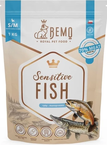 Bemo Maistas sausas Sensitive žuvis - ryba small/medium 1kg