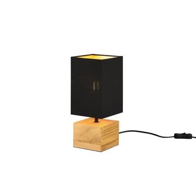 TRIO-Lighting Woody table lamp 12 cm square E14 black/wood gaismeklis