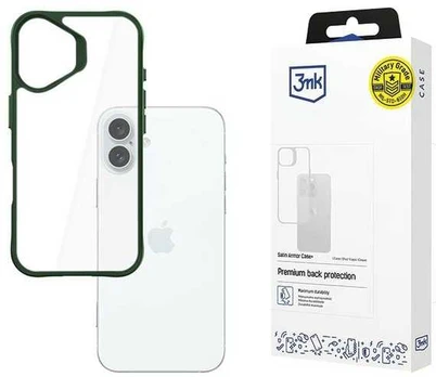 3MK SatinArmor+ Case iPhone 16 Plus 6.7" žalia/žalias Military Grade