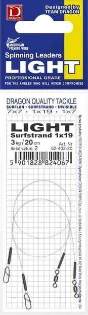 Pavadėliai Dragon Light Surfstrand 1x19 5kg